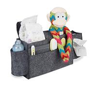 Relaxdays Organizador Sofá, 8 Compartimentos, Bolsa Cuna para Colgar, Fieltro, Bolsillo Cama 23x43x11 cm, Gris Oscuro