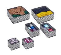 Relaxdays Organizadores para Cajones, Set de 6 Cajas Separadoras para Armario, Cómoda, etc, 3 Tamaños, Gris/Blanco, Cartón, 12 x 28 x 28 cm