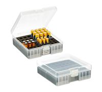 Relaxdays Organizadores para Pilas en Set de 2, para 60 Baterías AA y AAA, 5,5 x 15 x 15,5 cm, Transparente y Negro