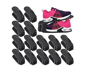 Relaxdays Organizadores Zapaptos, Set 15 Apiladores Calzado Zapatería, hasta Talla 39, Antideslizantes, Plástico, Negro