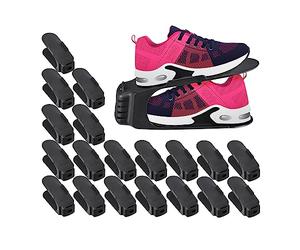 Relaxdays Organizadores Zapatos, Pack 20 Apiladores Calzado Zapatería, hasta Talla 39, Antideslizante, Plástico, Negro