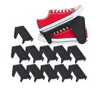 Relaxdays Organizadores Zapatos, Set de 12 Apiladores de Calzado, hasta Talla 39, Antideslizantes, Plástico, Negro