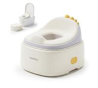 Relaxdays Orinal 4 en 1, Dino, con Tapa, 30x36,5x33,5 cm, Entrenador WC, Adaptador y Taburete, Viaje, Crema