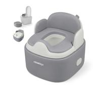 Relaxdays Orinal Infantil 4 en 1, WC Trainer con Tapa y Escalón, Inodoro Ideal para Viajes, Gris