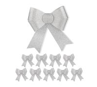 Relaxdays Pack 10 Lazos Gigantes, Decoración para Regalo de Cumpleaños o Navidad, con Purpurina, Tamaño Grande, Plateado