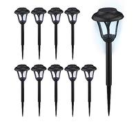 Relaxdays Pack 10 Luces Solares LED, Farolillos Exteriores con Estaca, 39 x 11 cm, Iluminación Moderna Jardín, Negro, 39 x 11 x 11 cm