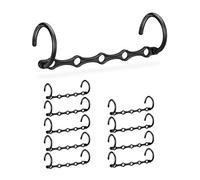 Relaxdays Pack 10 Perchas Ahorra Espacio, Organizador Armario, Horizontal-Vertical, Colgador Múltiple, PP, 37 cm, Negro