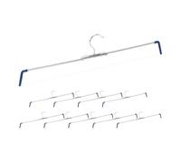 Relaxdays Pack de 10 Perchas Pantalones Extensibles, Faldas, Antideslizantes, 30-50 cm Ancho, Metal-PVC, Plateado-Azul