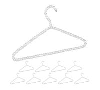 Relaxdays Pack 10 Perchas Ropa con Perlas Blusas, Colgador Pantalones y Faldas, Plástico y Metal, 22x40x1,2 cm, Blanco