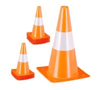 Relaxdays Pack 12 Conos Señalización, Pilones Entrenamiento Fútbol, Adiestramiento Perros, 31 cm, Reflectantes, Naranja