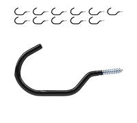 Relaxdays Juego Pack 12 Ganchos para Bicicletas, Colgadores Bicis Pared o Techo, Engomados, Organizadores Herramientas, Negro, Acero, 7x0,7x14,5 cm