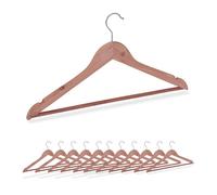 Relaxdays Pack 12 perchas de madera de cedro marrón claro,plata