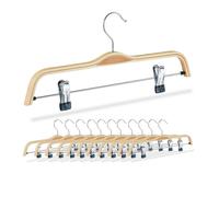 Relaxdays Pack 12 perchas para pantalones y faldas marrón claro,negro,plata