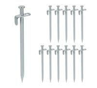 Relaxdays Pack 12 piquetas camping para suelo duro plata