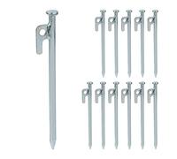 Relaxdays Pack 12 Piquetas de Camping para Suelo Duro, Estacas Tienda de Campaña, Acero Inoxidable, 20 cm, Plateado