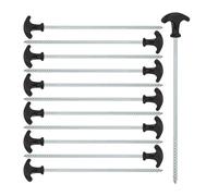 Relaxdays Pack 14 piquetas en forma de T negro,plata