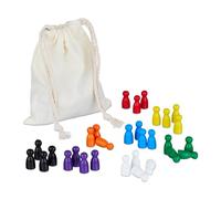 Relaxdays Pack 160 Figuras para Juegos de Mesa, Peones Parchís, Damas, Oca, Piezas Ajedrez, Figuritas Madera, Multicolor, Algodón