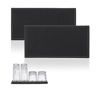 Relaxdays Pack 2 Bar Mats, Esterillas Escurridoras de Vasos, con Relieve, 30 x 15 cm, PVC, para Secar Vajilla, Negro