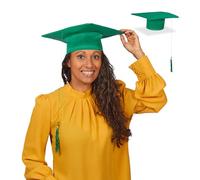 Relaxdays Pack 2 Birretes Graduación, Sombreros para Graduados, con Borla, para Mestría o Doctorado, Color a Elegir