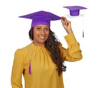 Relaxdays Pack 2 Birretes Graduación, Sombreros para Graduados, con Borla, para Mestría o Doctorado, Color a Elegir