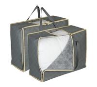Relaxdays Pack 2 Bolsas para Nórdico, Almacenaje Edredón y Mantas, Cremallera de 3 Puntos, Transpirable, Fieltro, Gris