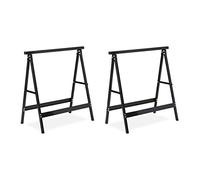 Relaxdays Pack 2 Caballetes para Mesa y Trabajos de Bricolaje Plegables, Acero, Negro, 75 cm de alto
