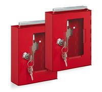 Relaxdays Pack 2 cajas para llaves de emergencia rojo,plata,transparente