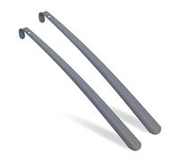 Relaxdays Pack 2 Calzadores, Ayuda Ponerse los Zapatos, 58 cm, Descalzadores Metal, Resistentes, Agujero Colgador, Gris, Hierro