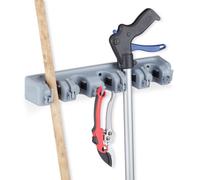 Relaxdays Pack 2 colgadores escobas 12 ganchos gris