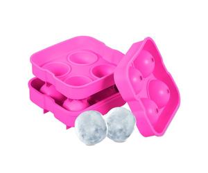 Relaxdays Pack 2 cubiteras rosa 4 hielos redondos fucsia