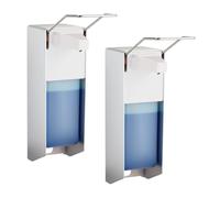 Relaxdays Pack 2 dispensadores jabón pared 1000 ml blanco,plata