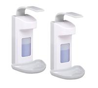 Relaxdays Set 2 Dispensadores de Jabón de Pared, 500 ml, Dosificadores Industriales Gel Desinfectante, Gris y Blanco, Acero Inoxidable