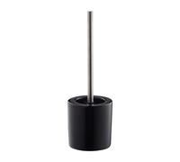 Relaxdays Pack 2 Escobillas de Baño con Cepillo Intercambiable, Cerámica-Hierro, Negro, 38,5 x 12,5 cm