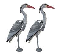 Relaxdays Pack 2 Figuras Garzas Decorativas, Decoración Jardín y Estanque, con Estaca, Espantagarzas, Plástico, Gris, 92 x 18 x 49 cm