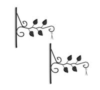 Relaxdays Pack 2 ganchos maceta pared diseño hojas negro