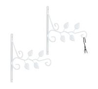 Relaxdays Pack 2 Ganchos Macetas Pared, Diseño Hojas, Colgadores Maceteros o Farol, 30x29,5x2 cm, Perchas Jardín, Blanco