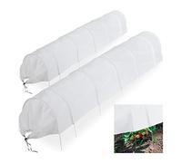 Relaxdays Plantas en Juego de 2 Unidades Pack 2 Invernaderos Túnel con Arcos, Protección para Huertos, 3,4 m Largo, contra Parásitos y Pájaros, Blanco, Hierro, 50 x 63 x 275 cm