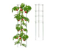 Relaxdays Rankhilfe 2er Set 2 Jaulas Tomates, Soporte Plantas Trepadoras, Tutores Enredaderas, 4 Anillos, Hierro y Plástico, 120 cm, Verde