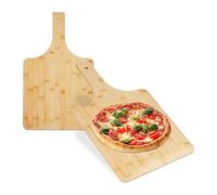 Relaxdays Pack 2 Palas para Pizza Formato Cuadrado, Espátula Pan, Horno, Esquinas Redondeadas, Bambú, 50x30 cm, Natural