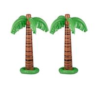 Relaxdays Pack 2 Palmeras Hinchable, Juguetes Piscina y Playa, Decoración Fiesta Verano, 80 cm Alto, Verde y Marrón