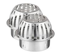 Relaxdays Pack 2 Protectores Bajante Canalones, Filtro Canaletas, Acero Inoxidable, Anti Hojas, 9,5 x 12,5 cm, Plateado