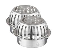 Relaxdays Pack 2 Protectores Bajante Canalones, Filtro Canaletas, Acero Inoxidable, Anti Hojas, 9,5 x 15 cm, Plateado