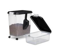 Relaxdays Pack 2 recipientes de comida para perros negro,transparente