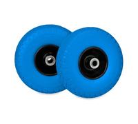 Relaxdays 2 Ruedas Carretilla, 3.00-4, Antipinchazos, Rueditas Recambio, para hasta 100 kg, Llanta Acero, Negro y Azul, Caucho, 26 x 7.5 x 7.5 cm