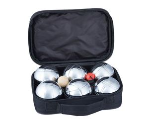 Relaxdays Pack 2 sets petanca 12 bolas y estuche marrón claro,negro,plata