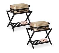 Relaxdays Set 2 soportes maletas plegables negros negro