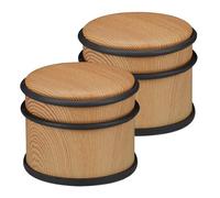 Relaxdays Pack 2 Topes Puerta, Sujetapuertas Pesados, Acero Inoxidable y Goma, Frenos Efecto Madera, 9,5 cm Ø, Marrón