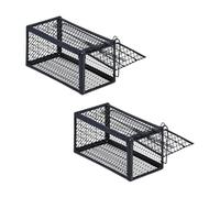 Relaxdays Pack 2 Trampas para Ratones Vivos, Ratoneras no Letales, 12 x 24 x 11,5 cm, Jaulas Atrapa Ratas Metal, Negro, Hierro