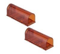 Relaxdays Pack 2 Trampas para Ratones Vivos, Ratoneras no Letales, 6,5 x 17 x 6 cm, Jaulas Atrapa Ratas, Túnel, Naranja
