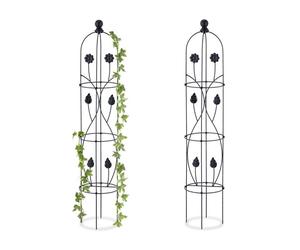 Relaxdays Pack 2 tutores plantas obelisco retro negro